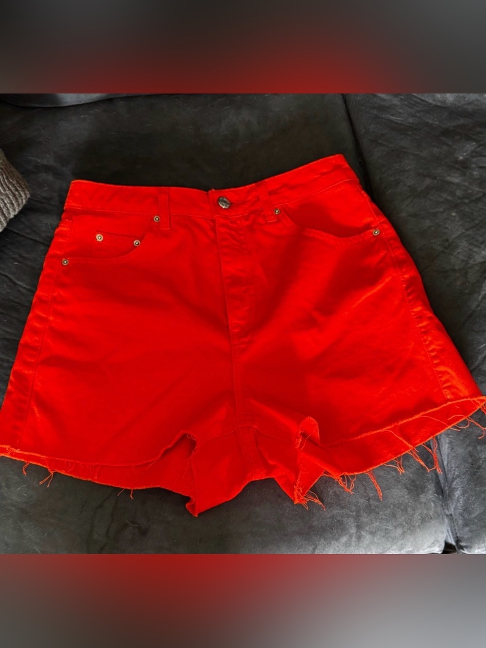 Topshop Mom Jean Orange Shorts